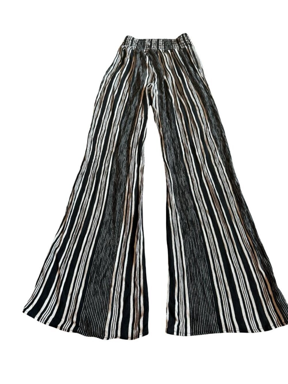 BBJ Los Angeles Black White Stripe Pull-On Pants Wide Leg Casual Size Medium
